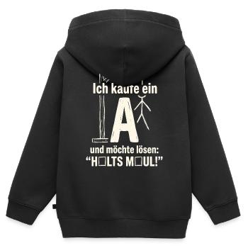 Galgenmännchen: Ich kaufe ein A - Halts Maul - Kinder Premium Organic Zip Hoodie - Schwarz - Hinten - AI Model Kid Male (0cm)