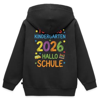 Einschulung 2026 Tschüss Kindergarten Hallo Schule - Kinder Premium Organic Zip Hoodie - Schwarz - Hinten - AI Model Kid Male (0cm)