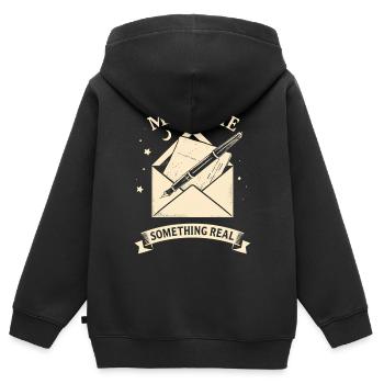 Mail Me Something Real - Kinder Premium Organic Zip Hoodie - Schwarz - Hinten - AI Model Kid Male (0cm)