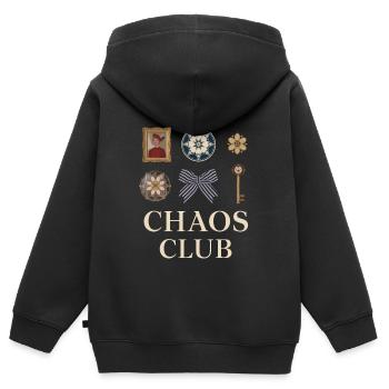 Curated Chaos Club Motifs - Kinder Premium Organic Zip Hoodie - Schwarz - Hinten - AI Model Kid Male (0cm)