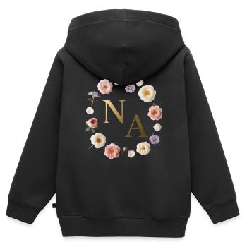 Goldene NA Blütenkranz - Kinder Premium Organic Zip Hoodie - Schwarz - Hinten - AI Model Kid Male (0cm)