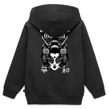 Geisha Maske Gothic - Kinder Premium Organic Zip Hoodie - Schwarz - Hinten - AI Model Kid Male (0cm)