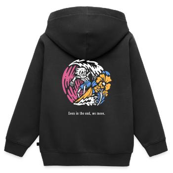 Ride The Last Wave Surfer Skull Ocean Geschenk - Kinder Premium Organic Zip Hoodie - Schwarz - Hinten - AI Model Kid Male (0cm)