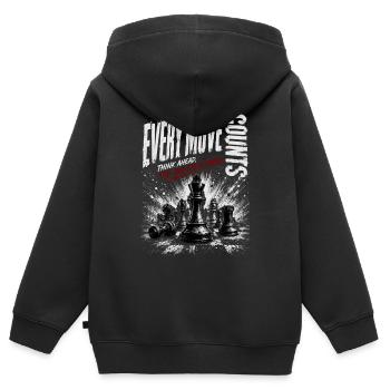 Jede Bewegung Zählt: Schach Grunge - Kinder Premium Organic Zip Hoodie - Schwarz - Hinten - AI Model Kid Male (0cm)