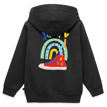 Schulkind  - Kinder Premium Organic Zip Hoodie - Schwarz - Hinten - AI Model Kid Male (0cm)