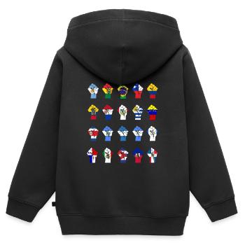 Lateinamerikanischer Widerstand - Kinder Premium Organic Zip Hoodie - Schwarz - Hinten - AI Model Kid Male (0cm)