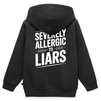Stark allergisch gegen Lügner - Kinder Premium Organic Zip Hoodie - Schwarz - Hinten - AI Model Kid Male (0cm)