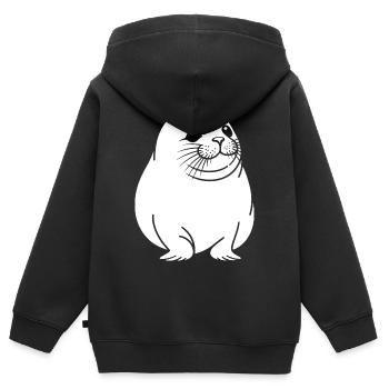 Moppelige Robbe One Line Tiermotiv - Kinder Premium Organic Zip Hoodie - Schwarz - Hinten - AI Model Kid Male (0cm)