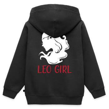 Sternzeichen Löwe - Kinder Premium Organic Zip Hoodie - Schwarz - Hinten - AI Model Kid Male (0cm)