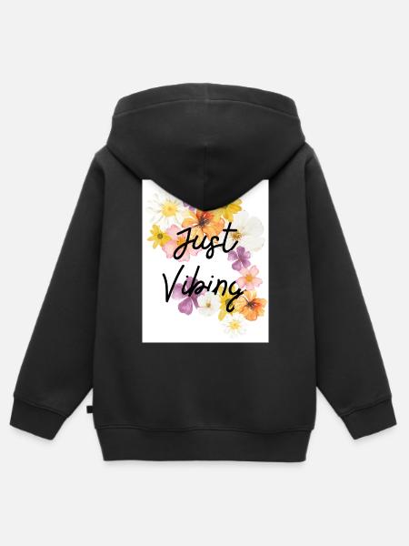 Just Vibing Blumenkranz - Kinder Premium Organic Zip Hoodie - Schwarz