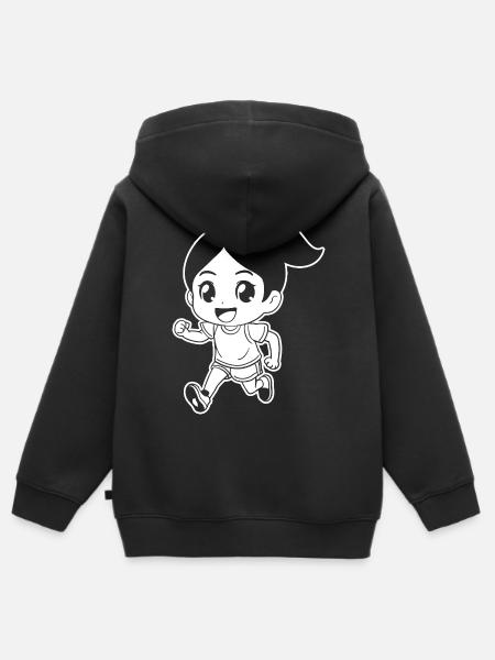 Marathon Läuferin Comic Look - Kinder Premium Organic Zip Hoodie - Schwarz