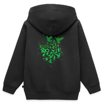 100% bio,bio,tauben,grüne vögel, vegan - Kinder Premium Organic Zip Hoodie - Schwarz - Hinten - AI Model Kid Male (0cm)