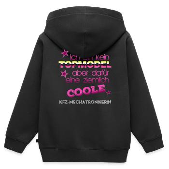 Kein Topmodel coole KFZ-Mechatronikerin - Kinder Premium Organic Zip Hoodie - Schwarz - Hinten - AI Model Kid Male (0cm)