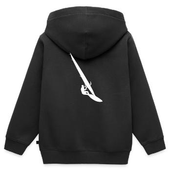 Planche à voile cadeau Windsurfer Surfer Windsurf - Sweat Premium à capuche zippé enfant bio - noir - Dos - AI Model Kid Male (0cm)