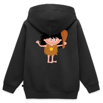 neanderthal cave man caveman steinzeit5 - Kids Premium Organic Zip-up Hoodie - black - Back - AI Model Kid Male (0cm)