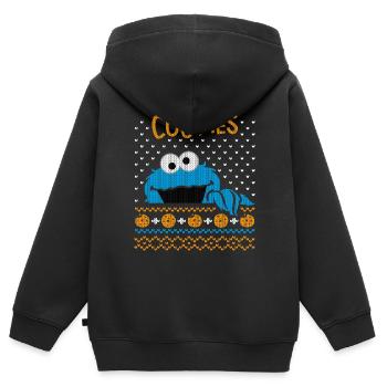 Sesamstraße Krümelmonster Ugly Xmas - Kinder Premium Organic Zip Hoodie - Schwarz - Hinten - AI Model Kid Male (0cm)