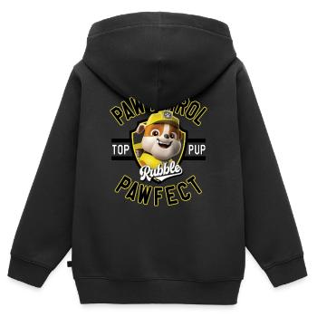 Paw Patrol Rubble Pawfect - Kinder Premium Organic Zip Hoodie - Schwarz - Hinten - AI Model Kid Male (0cm)