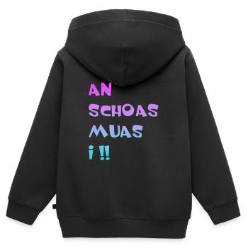 An Schoas muas i, Bayern, Spruch, Rebell - Kinder Premium Organic Zip Hoodie - Schwarz - Hinten - AI Model Kid Male (0cm)