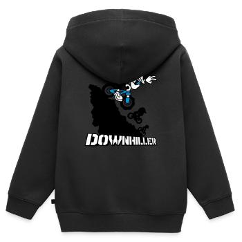 Downhiller - Sweat Premium à capuche zippé enfant bio - noir - Dos - AI Model Kid Male (0cm)