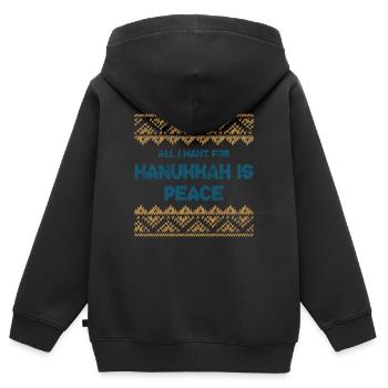Laid Hanoukka, Hanoukka, fête des lumières, cadeau - Sweat Premium à capuche zippé enfant bio - noir - Dos - AI Model Kid Male (0cm)