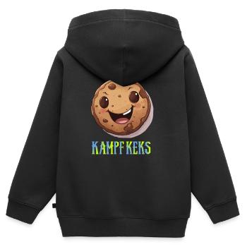 Lustiges Motiv - Kampfkeks - Kinder Premium Organic Zip Hoodie - Schwarz - Hinten - AI Model Kid Male (0cm)