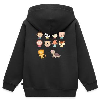 Tiere - Kinder Premium Organic Zip Hoodie - Schwarz - Hinten - AI Model Kid Male (0cm)