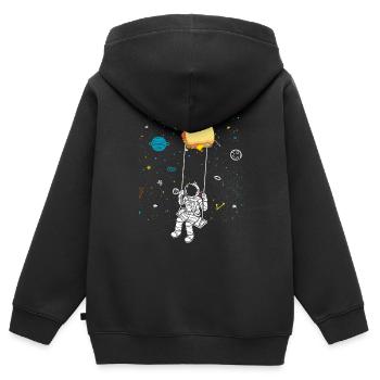 Astronaut Sandwich Liebe Astronomie Sandwich - Kinder Premium Organic Zip Hoodie - Schwarz - Hinten - AI Model Kid Male (0cm)