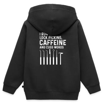 Lock picking Kaffee und Schimpfwörter Design - Kinder Premium Organic Zip Hoodie - Schwarz - Hinten - AI Model Kid Male (0cm)