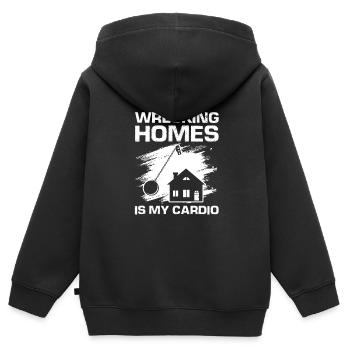 Démolition et rénovation de maisons - Sweat Premium à capuche zippé enfant bio - noir - Dos - AI Model Kid Male (0cm)