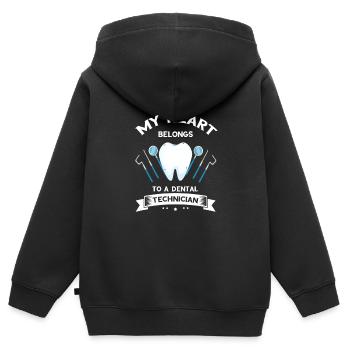 Laboratoire dentaire et technologie dentaire pour cliniques dentaires - Sweat Premium à capuche zippé enfant bio - noir - Dos - AI Model Kid Male (0cm)