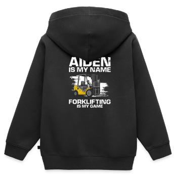 Magasiniers pour caristes et chariots élévateurs - Sweat Premium à capuche zippé enfant bio - noir - Dos - AI Model Kid Male (0cm)