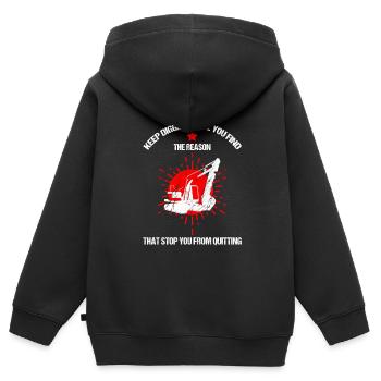 Conception des opérateurs d’équipement lourd et des opérateurs d’excavatrices - Sweat Premium à capuche zippé enfant bio - noir - Dos - AI Model Kid Male (0cm)
