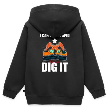 Conception des opérateurs d’équipement lourd et des opérateurs d’excavatrices - Sweat Premium à capuche zippé enfant bio - noir - Dos - AI Model Kid Male (0cm)