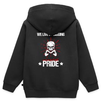 Conception des opérateurs d’équipement lourd et des opérateurs d’excavatrices - Sweat Premium à capuche zippé enfant bio - noir - Dos - AI Model Kid Male (0cm)