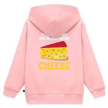 Design de charcuterie pour les fromagers - Sweat Premium à capuche zippé enfant bio - rose - Dos - AI Model Kid Female (0cm)