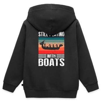 Dragon Boat Trainer and Dragon Boat - Kids Premium Organic Zip-up Hoodie - black - Back - AI Model Kid Male (0cm)