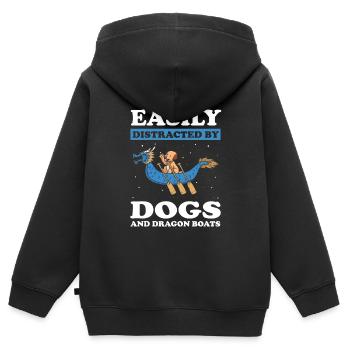 Dragon boat crew and dragon boating - Kids Premium Organic Zip-up Hoodie - black - Back - AI Model Kid Male (0cm)