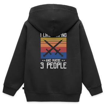 Citation de jeu de rôle pour Larper et Larp - Sweat Premium à capuche zippé enfant bio - noir - Dos - AI Model Kid Male (0cm)