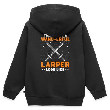 Fantasy-Rollenspiel Zitat für Schwertkampf - Kinder Premium Organic Zip Hoodie - Schwarz - Hinten - AI Model Kid Male (0cm)