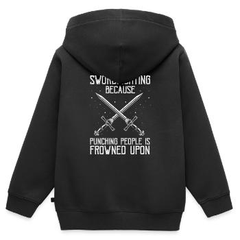 Citation de jeu de rôle pour Larper et Larp - Sweat Premium à capuche zippé enfant bio - noir - Dos - AI Model Kid Male (0cm)