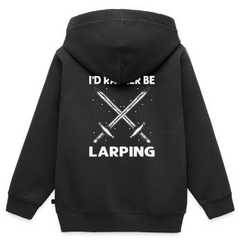 Citation de jeu de rôle pour Larper et Larp - Sweat Premium à capuche zippé enfant bio - noir - Dos - AI Model Kid Male (0cm)