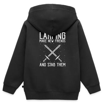 RPG en direct pour PNJ et RPG - Sweat Premium à capuche zippé enfant bio - noir - Dos - AI Model Kid Male (0cm)