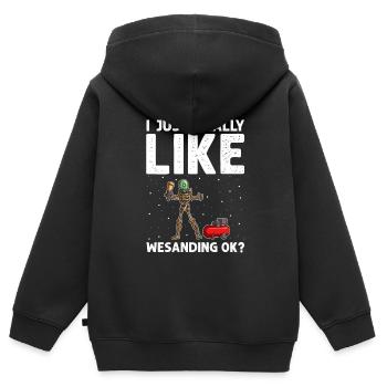 Offre Car Painter pour les peintres automobiles - Sweat Premium à capuche zippé enfant bio - noir - Dos - AI Model Kid Male (0cm)