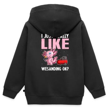Offre de peintre automobile pour les carrossiers - Sweat Premium à capuche zippé enfant bio - noir - Dos - AI Model Kid Male (0cm)