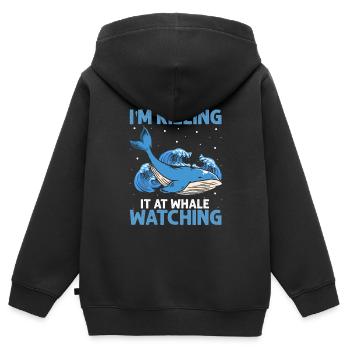 Meeressäuger für Orca-Beobachtung und Buckelwal - Kinder Premium Organic Zip Hoodie - Schwarz - Hinten - AI Model Kid Male (0cm)