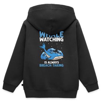 Meeressäuger für Orca-Beobachtung und Buckelwal - Kinder Premium Organic Zip Hoodie - Schwarz - Hinten - AI Model Kid Male (0cm)