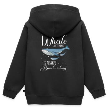 Orca Beobachtung für Buckelwale und Meerwale - Kinder Premium Organic Zip Hoodie - Schwarz - Hinten - AI Model Kid Male (0cm)
