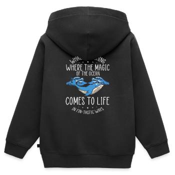 Meeressäuger für Orca-Beobachtung und Buckelwal - Kinder Premium Organic Zip Hoodie - Schwarz - Hinten - AI Model Kid Male (0cm)