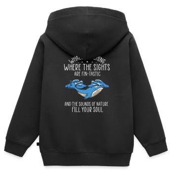Orca Beobachtung für Buckelwale und Meerwale - Kinder Premium Organic Zip Hoodie - Schwarz - Hinten - AI Model Kid Male (0cm)