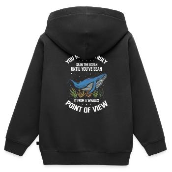 Orca Beobachtung für Buckelwale und Meerwale - Kinder Premium Organic Zip Hoodie - Schwarz - Hinten - AI Model Kid Male (0cm)